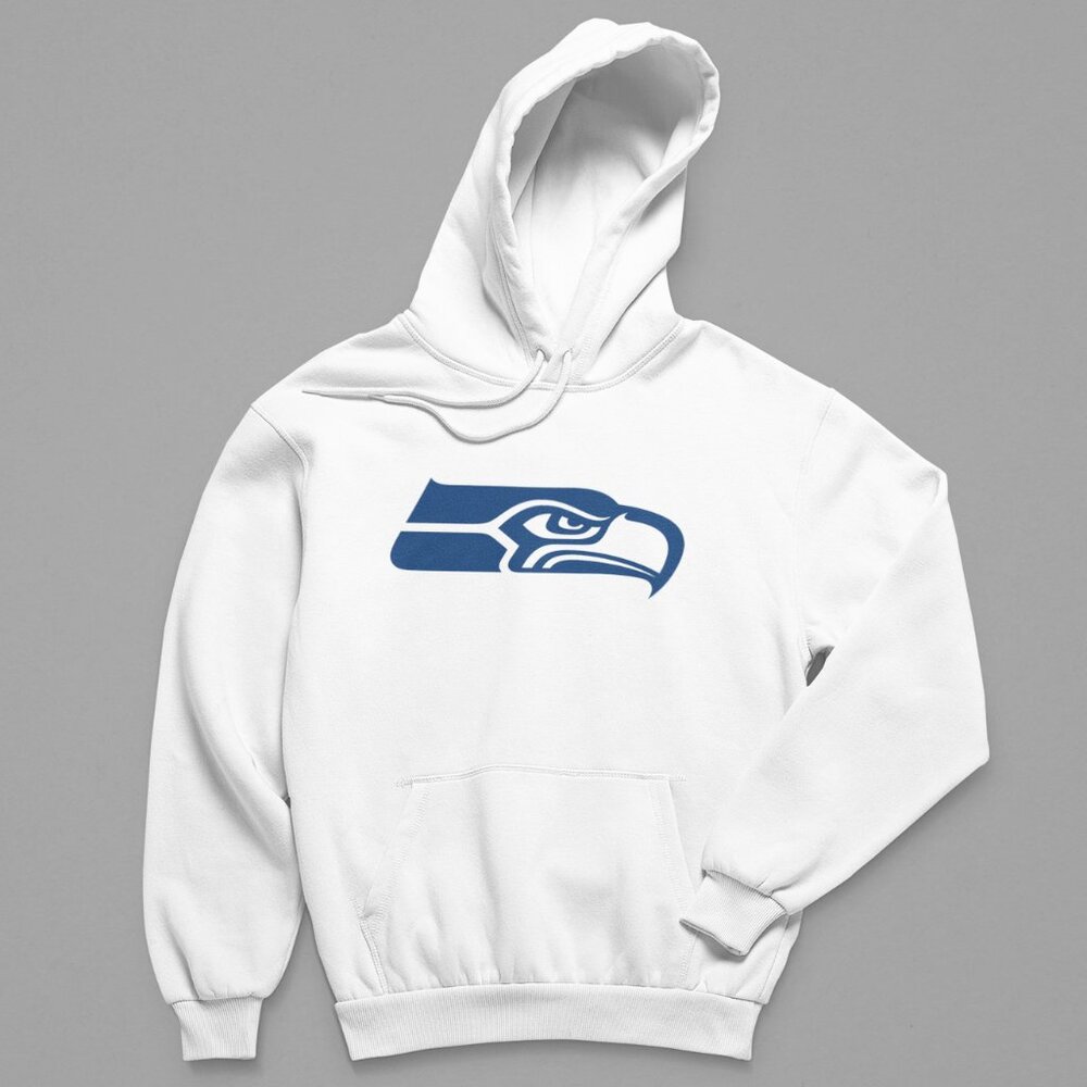 NEW Seattle Seahawks Team Color Pop Logo Fleece Pullover Hoodie WHITE